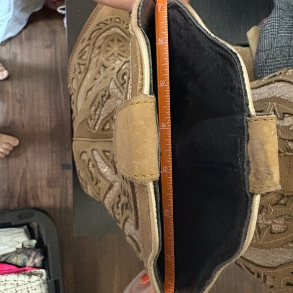 JB Dillon Tan with Sparkle Croc Print Inlay Snip Toe Western Cowboy Boots - Picture 8 of 8